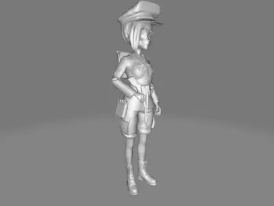 Female Army 3D Model Low-poly 3D model