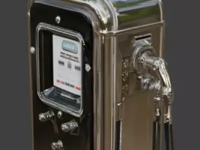 Retro-Futuristic Atompunk Gas Pump Low-poly 3D model