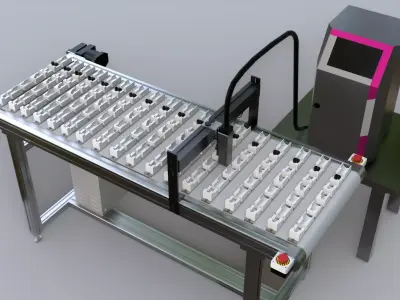 Conveyor System with Marking Unit and Presence Sensor 3D model