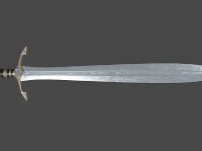 Xyphos sword with Excalibur handle Low-poly 3D model