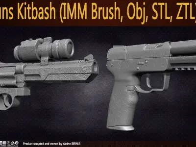 Guns Kitbash Vol 01 Low-poly 3D model