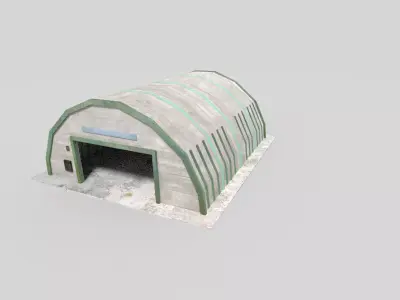 low poly military hangar Low-poly 3D model