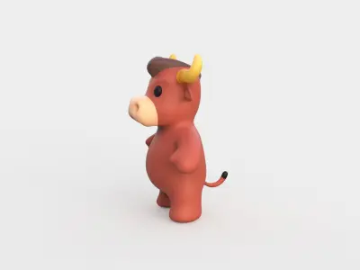 Little animal baby - Bull cute - Character013 Low-poly 3D model