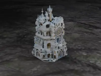 White Stone Castle  Fantasy Medieval Fortress 3D Model Low-poly 3D model