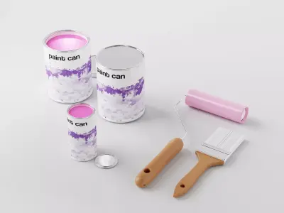 Paint Can Set Low-poly 3D model