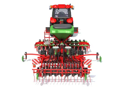Tractor with Seed Drill 3D model 12