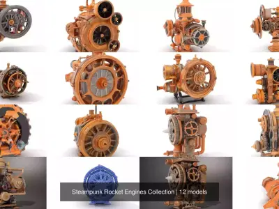 Steampunk Rocket Engines Collection 3D Model Pack