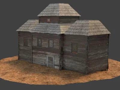 Medieval House Low-poly 3D model 10