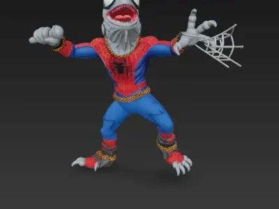 Iguana Spider Punk Rebellious Web Slinging Rockstar 3D model