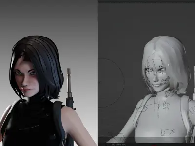 Battle Spec Ops Girl Operator Low-poly 3D model