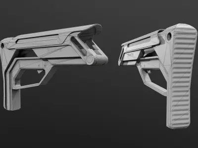 Fortis Lever Action AR15 Collapsible Buttstock Low-poly 3D model