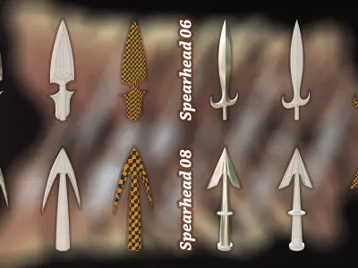 40 Medieval Spearheads  Vol 1 Basemesh Game ready Archviz Assets 3D model