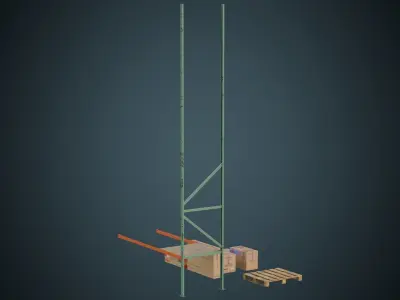 Cardboard Boxes Pallet And Shelf 2B Low-poly 3D model