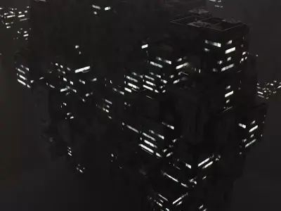 Sci fi night city building 3 Low-poly 3D model