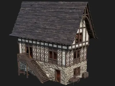 Old Medieval Building 4K Textures GameReady 117 Low-poly 3D model