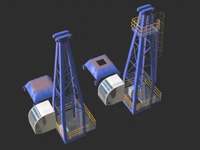 Tower Crane Modular - Blue Low-poly 3D model