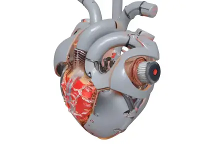 Cybernetic Heart with Glowing Tubes 3D model