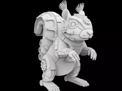 Steampunk Squirrel with Gear Tail 3D Print Model 3D print model