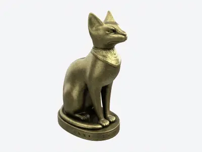 Egyptian Cat Statuette Patinated 3D model