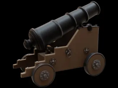 Old Naval Cannon War  Low-poly 3D model