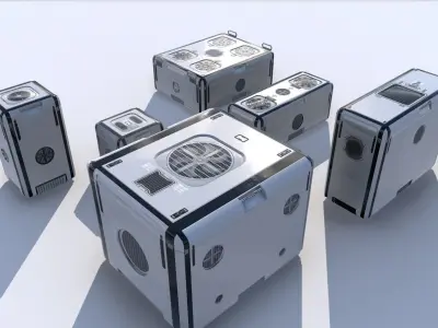Sci Fi white cargo crates Low-poly 3D model
