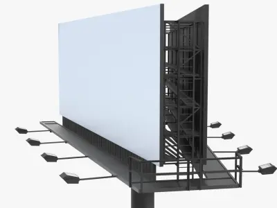 Billboard 2 Grey Low-poly 3D model