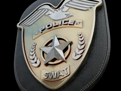 SWAT Police Badge Photorealistic PBR Low-poly 3D model Low-poly 3D model