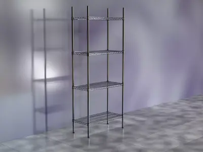 Wire Shelves - 30 inches X 14 inches X 72 inches in chrome Low-poly 3D model