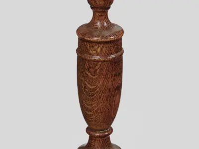 Wooden Table Lamp Old photogrammetry scan PBR 4K textures Low-poly 3D model