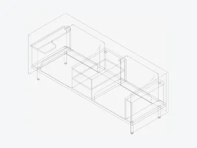 Sofa - Contemporary - Flame - Central Shelf Work Shelf Low-poly 3D model buy
