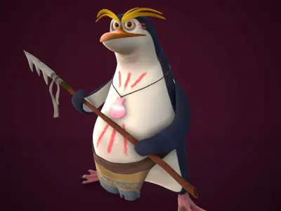 Pinguin Warrior Low-Poly Low-poly 3D model