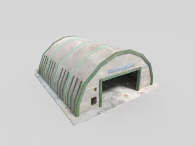 low poly military hangar Low-poly 3D model