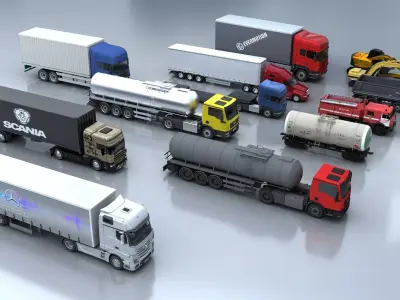 Truck - Transport Vehicle - Engineering Vehicle Pack 3D model
