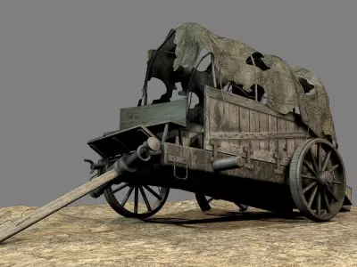 Wild West Damaged Wagon 3D model