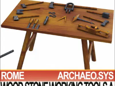 Roman Wood Stone Working Tools Collection 3D Print 3D model