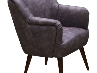 Dining chair leather and metal foil Low-poly 3D model