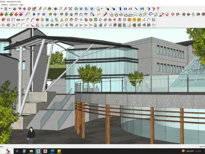 CITYSCAPE WITH BUILDINGS SKETCHUP MODEL RESIDENTIAL HOUSES 3D model