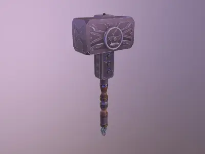 stylized hammer weapon Low-poly 3D model