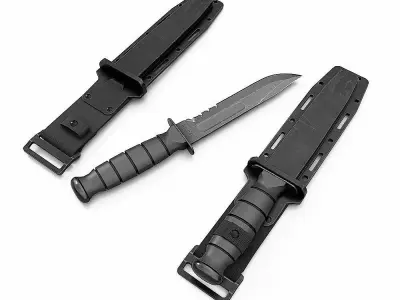 Kabar army combat knife pbr realistic 3d model Low-poly 3D model