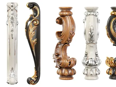 Collection of 30 classic furniture legs Part 2 3D model