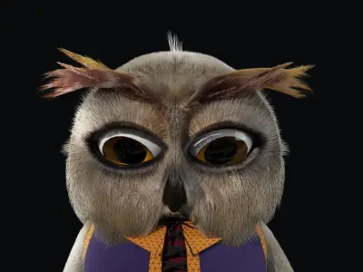 Cartoon Owl Rigged 3D model