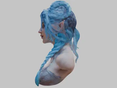 Fantasy Beautiful Teen Girl Character Head Bust Low-poly 3D model