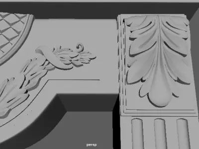 fireplace ornate with gold trim 3D model