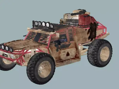 Post-Apocalypse Buggy Car TX With Gunholder 3D Model Low-poly 3D model