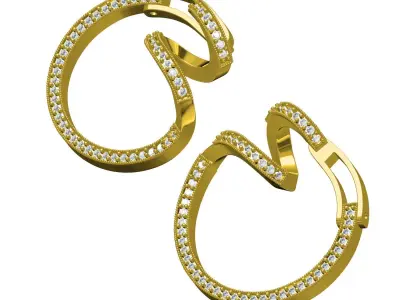 Antique Spiral Design Diamond Stud Earring 3D print model