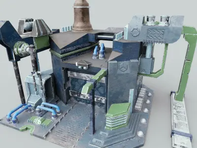 Factory Game model Low-poly 3D model