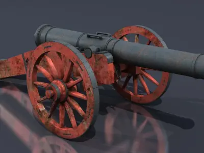 XVIII Century field cannon Low-poly 3D model