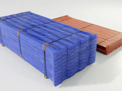 Stacks of Pallet rack horizontal beams 3D model