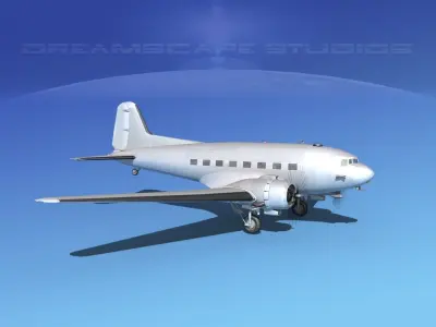 Douglas R-4D Dakota Bare Metal 3D model