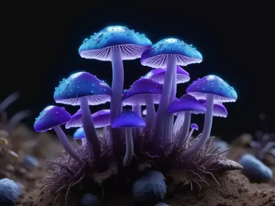 Bioluminescent Fantasy Mushroom Cluster 3D model